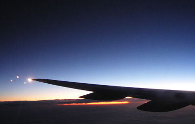 Airplane Window Sunset
