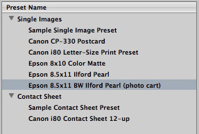 Aperture Print Presets