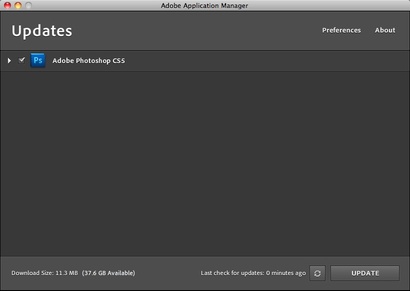 CS5 Update Window